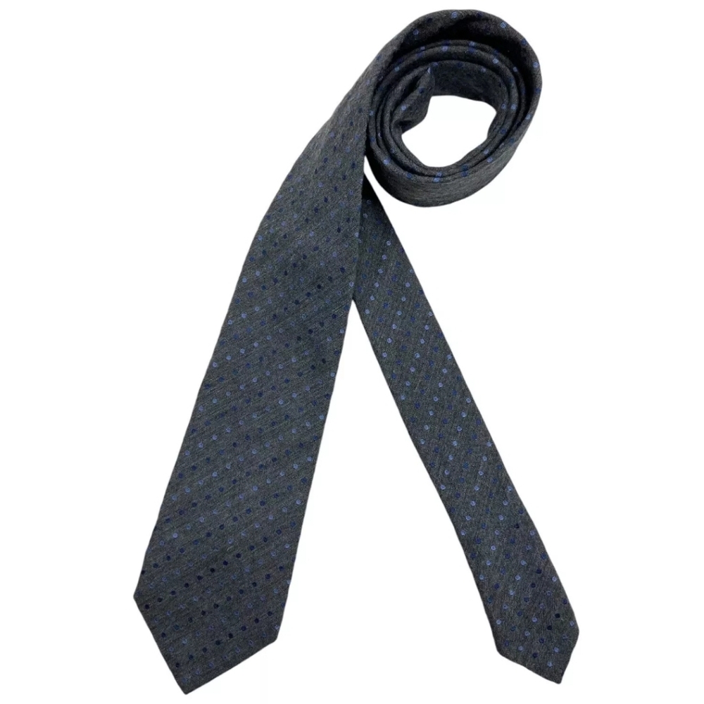 ALTEA XL Gray Polka Dot Silk Blend LUXURY Tie ITALY